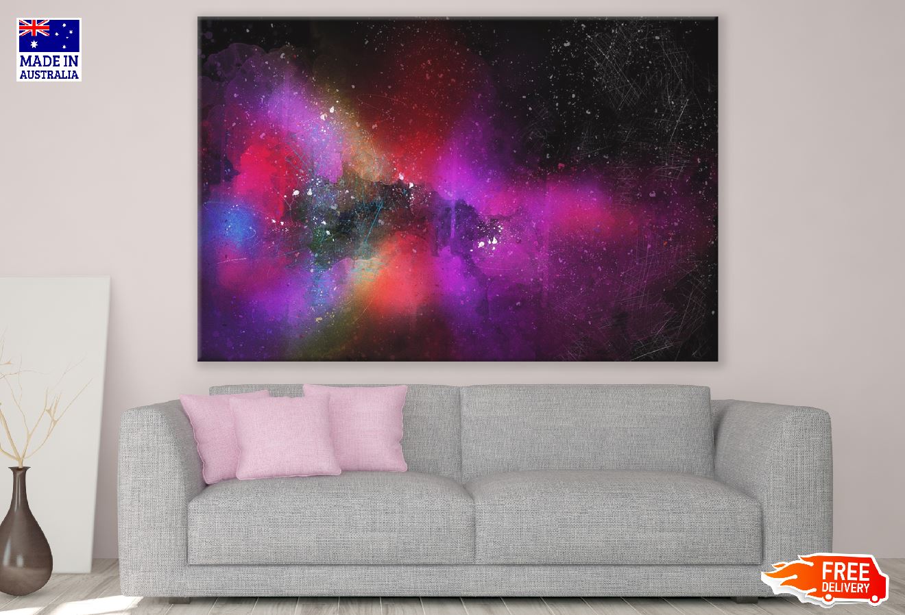 Pink Red & Blue Abstract Design Print 100% Australian Made