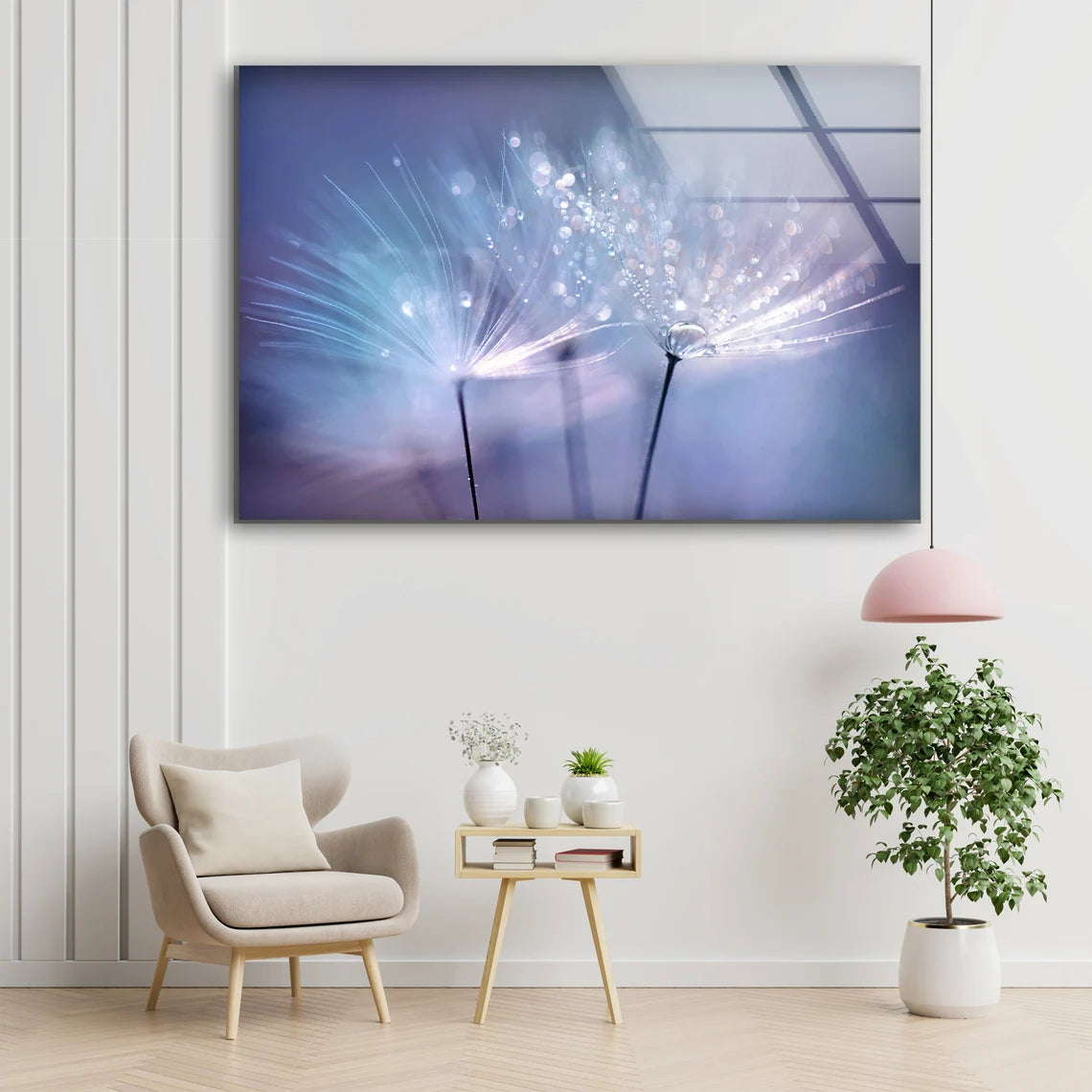 Dandelion Flower with Water Drops Photograph Acrylic Glass Print Tempered Glass Wall Art 100% Made in Australia Ready to Hang