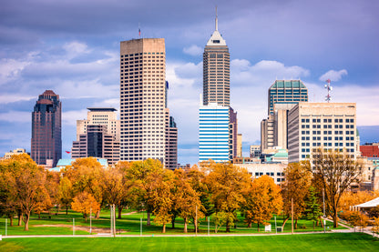 Indianapolis City with Autumn Trees Photograph, Indiana, USA Print 100% Australian Made