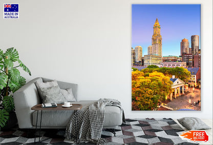 Boston City View Sunset Photograph, Massachusetts, USA Print 100% Australian Made