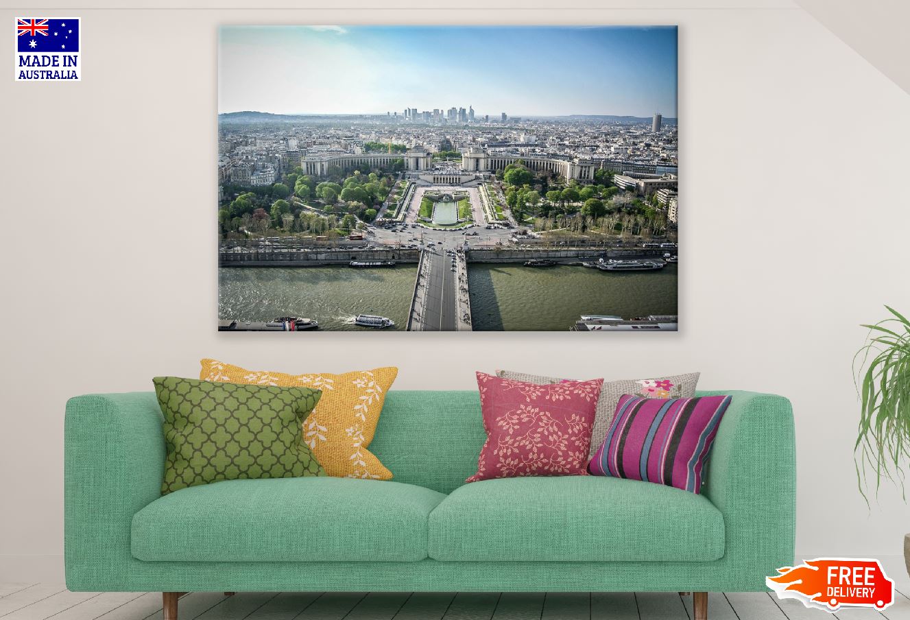 Trocadéro Gardens Paris Aerial Photograph Print 100% Australian Made