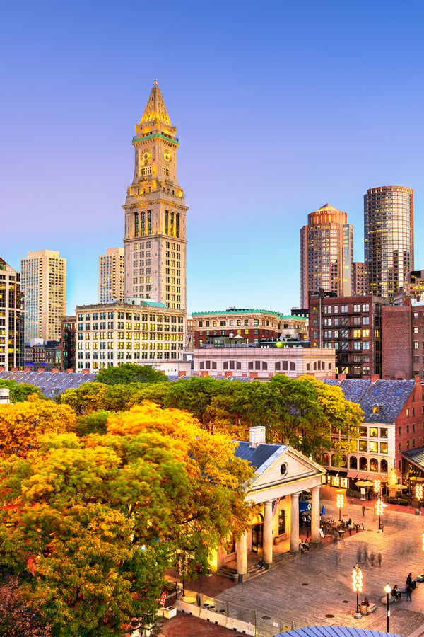 Boston City View Sunset Photograph, Massachusetts, USA Print 100% Australian Made