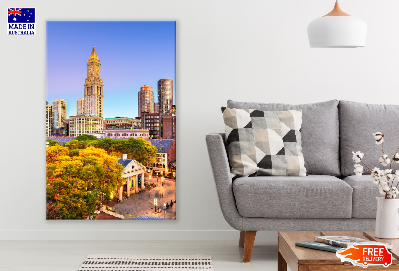 Boston City View Sunset Photograph, Massachusetts, USA Print 100% Australian Made