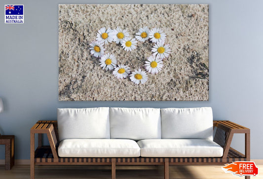 White Daisy Flower Heart Shape Design Photograph Print 100% Australian Made