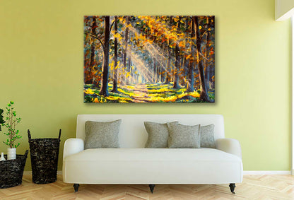 Bella Home Forest In Autumn Oil Painting Print Canvas Ready to hang