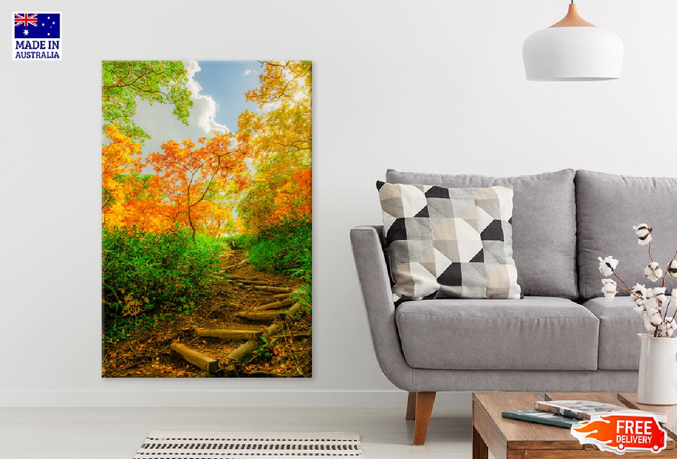 Autumn Trees Pathway Scenery View Print 100% Australian Made