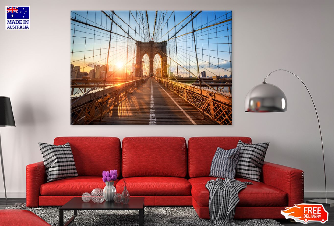 Brooklyan Bridge Sunset Photograph in New York City Print 100% Australian Made