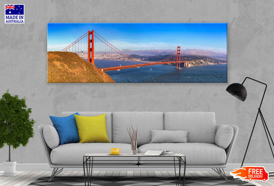 Panoramic Canvas Golden Gate Bridge View Photograph High Quality 100% Australian Made Wall Canvas Print Ready to Hang