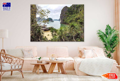 Tourist Ship & Beach View from Mountain Photograph Print 100% Australian Made