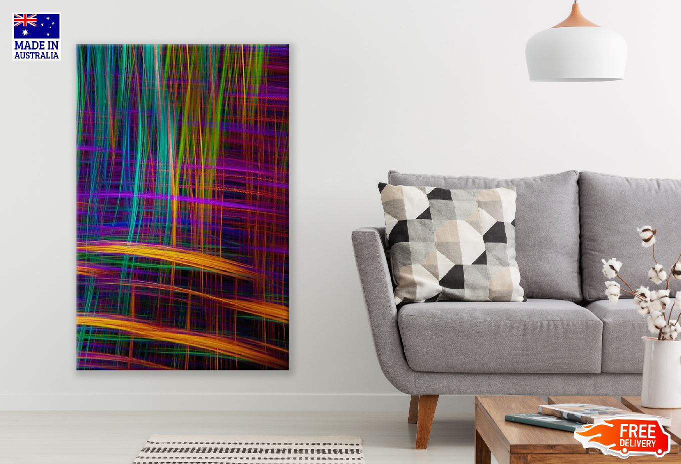 Digital Lines Abstract Design Print 100% Australian Made