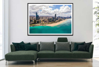 Aerial View Abu Dhabi City & Sea Photograph Home Decor Premium Quality Poster Print Choose Your Sizes