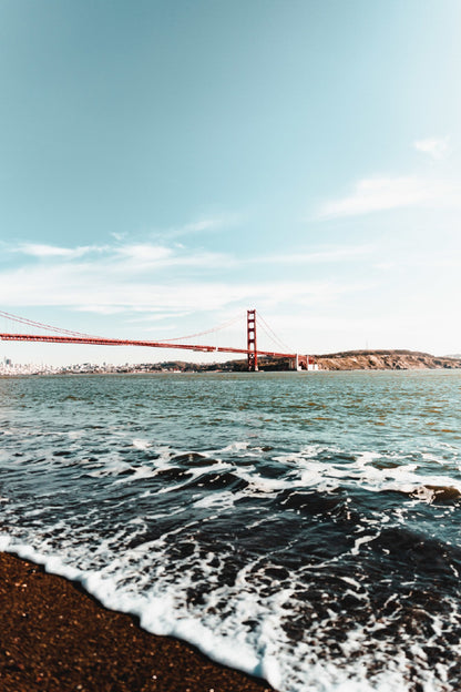 Golden Gate Bridge & Beach View Photograph Home Decor Premium Quality Poster Print Choose Your Sizes