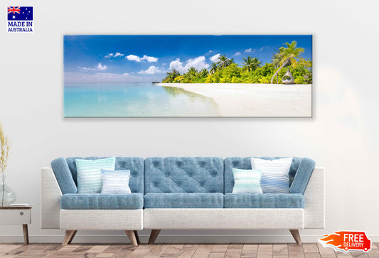 Panoramic Canvas Calm Sea with Swing View Photograph High Quality 100% Australian Made Wall Canvas Print Ready to Hang