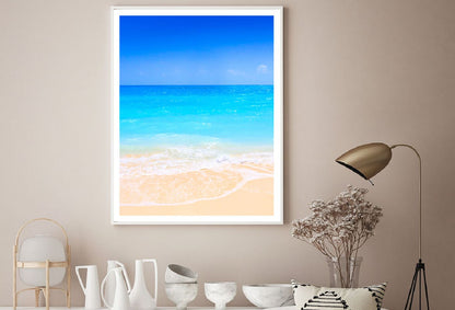 Sandy Beach with Turquoise Ocean Photograph Home Decor Premium Quality Poster Print Choose Your Sizes