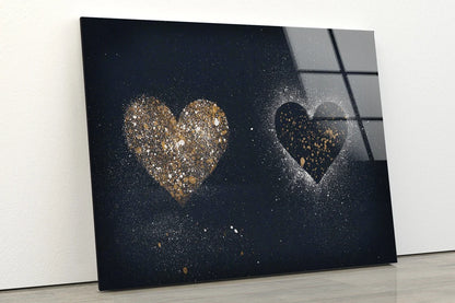 Heart Shaped Gold Dust Design Acrylic Glass Print Tempered Glass Wall Art 100% Made in Australia Ready to Hang