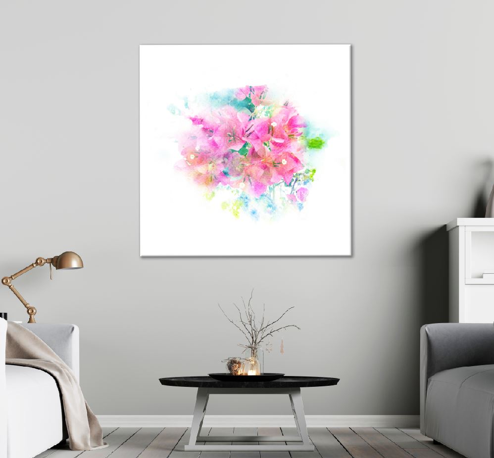 Square Canvas Artistic Pink Flowers Watercolor Painting High Quality Print 100% Australian Made