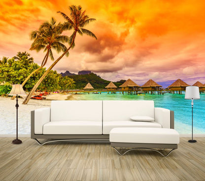 Wallpaper Murals Peel and Stick Removable Beach Resorts in Sunset High Quality