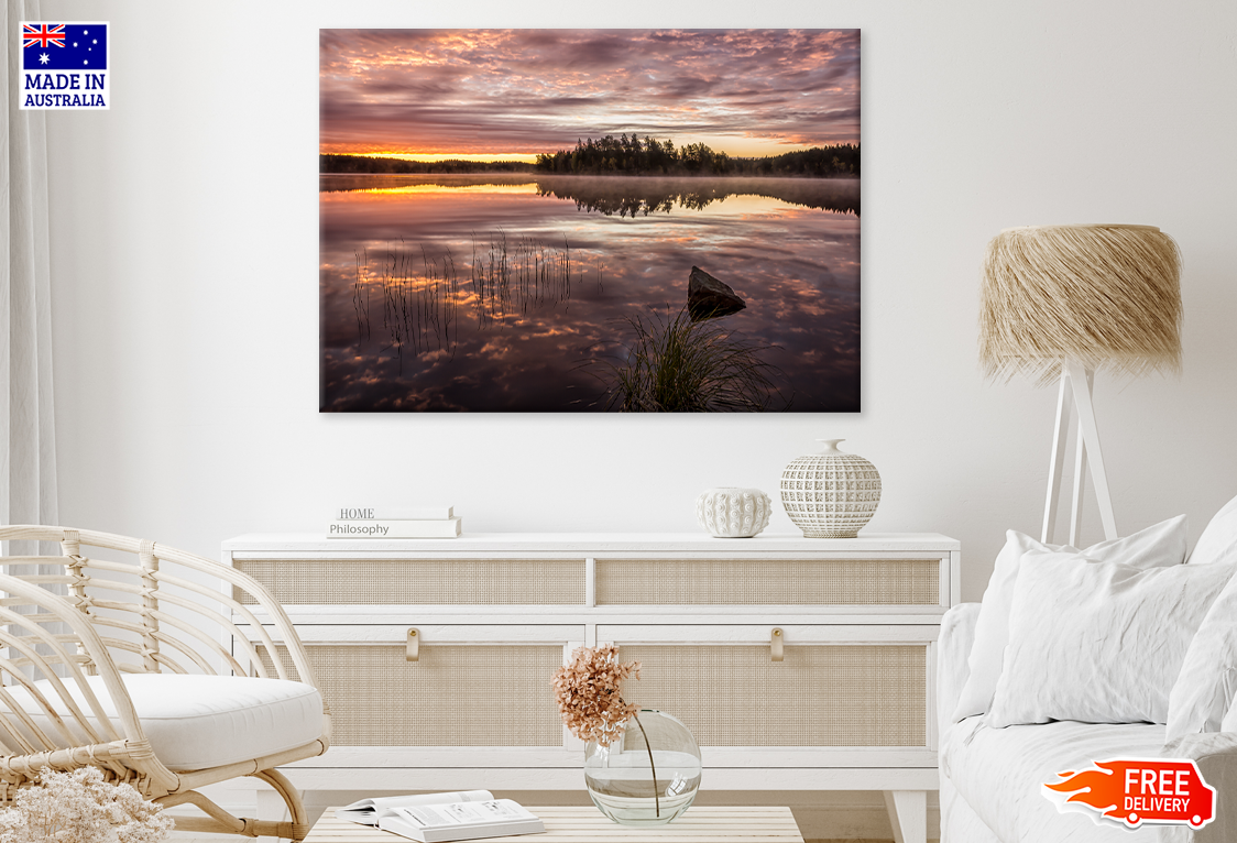 Rock On Sunset Cloudy Sky Scenery View Print 100% Australian Made