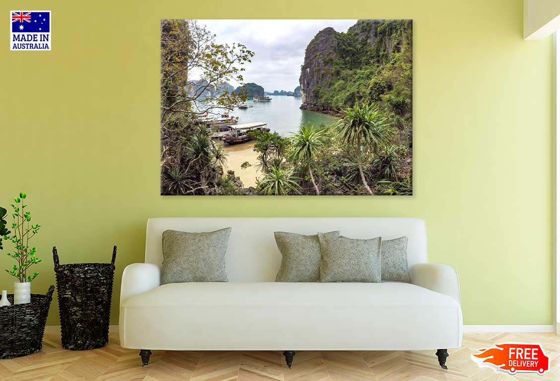Tourist Ship & Beach View from Mountain Photograph Print 100% Australian Made