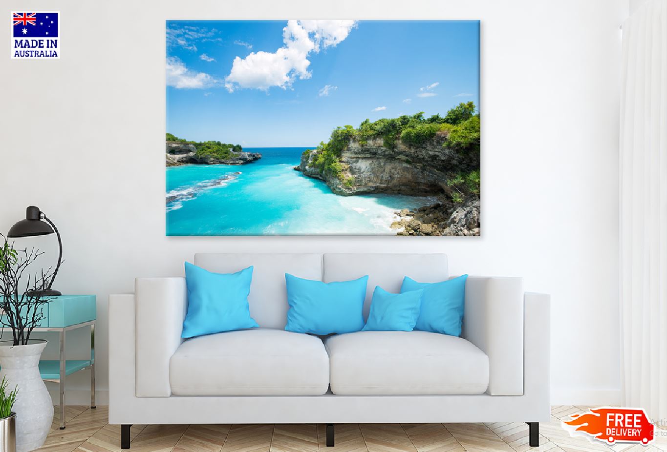 Rocky Blue Lagoon Nusa Beach View Photograph Print 100% Australian Made