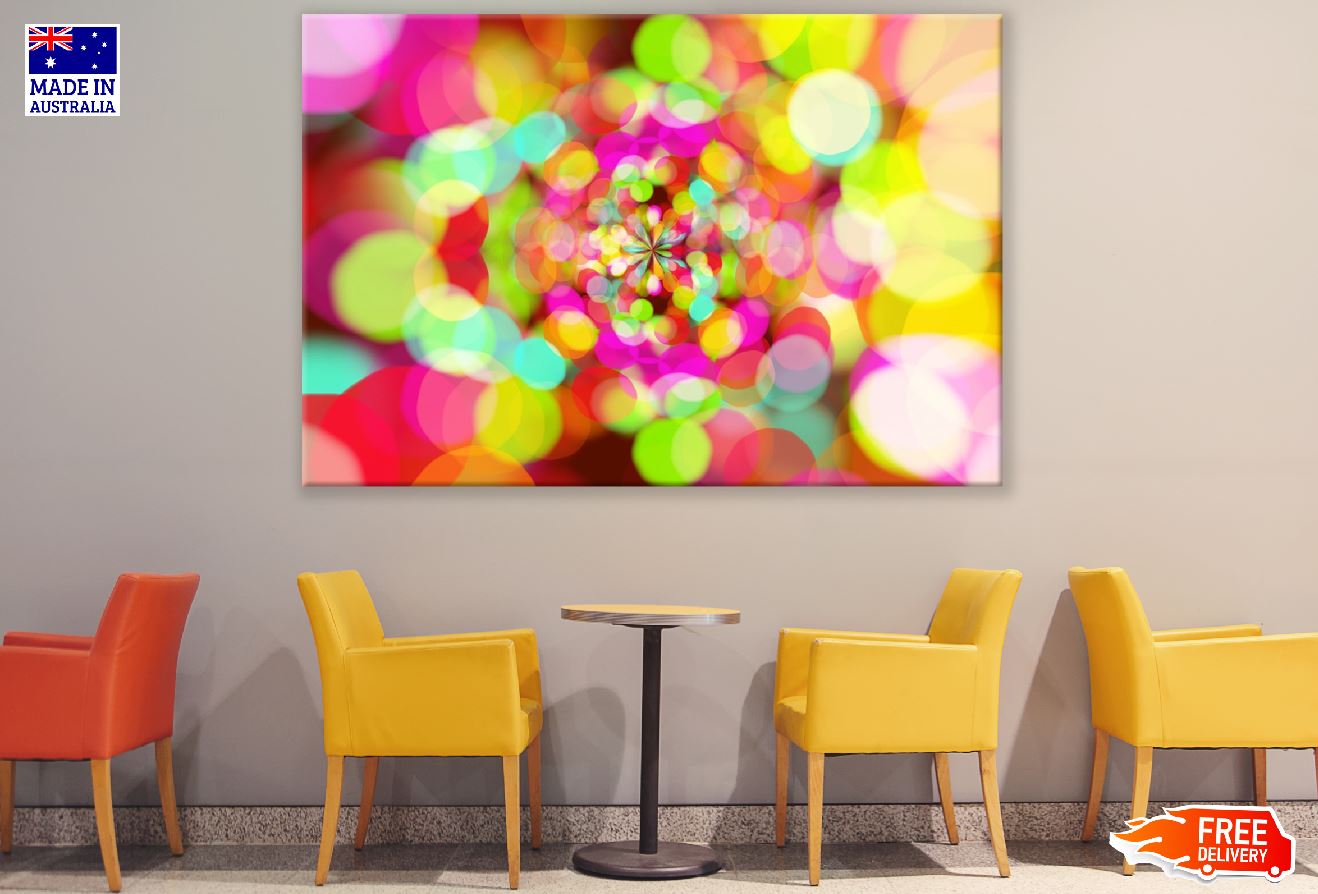 Red Pink & Yellow Circles Abstract Design Print 100% Australian Made