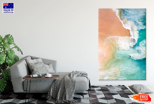 Kelingking Beach with Sand Aerial View Photograph Print 100% Australian Made