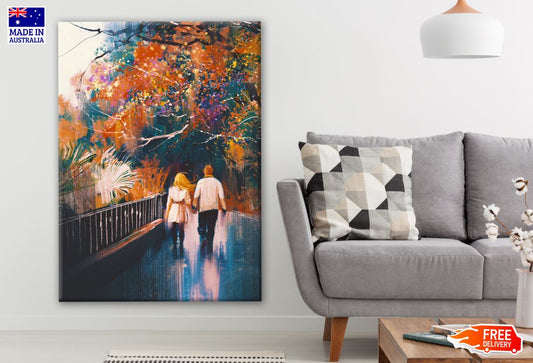 Couple Walking Along a Bridge Painting Print 100% Australian Made