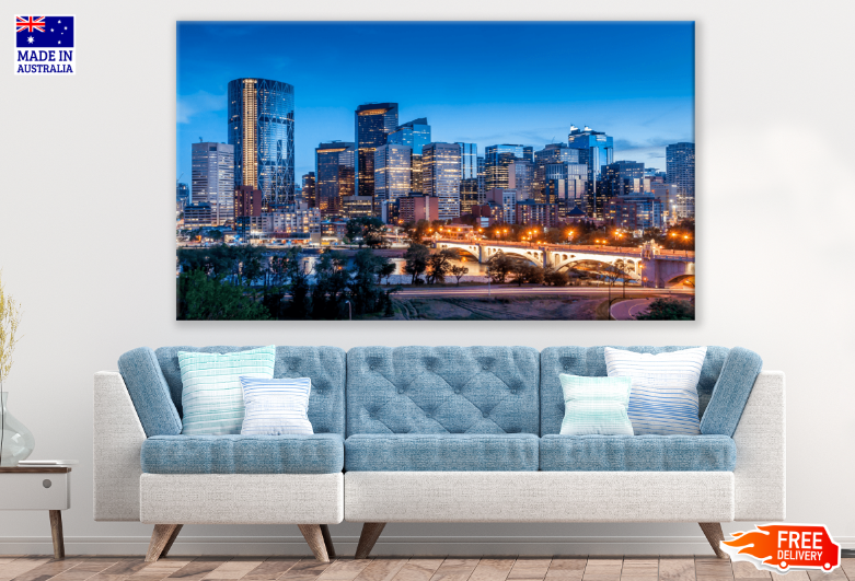 Calgary Skyline at Night Print 100% Australian Made