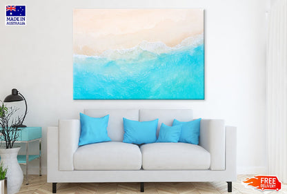 Clear Blue Sea Wave & Sand Aerial Photograph Print 100% Australian Made