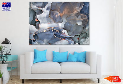 Gray Blue & Gold Abstract Design Print 100% Australian Made