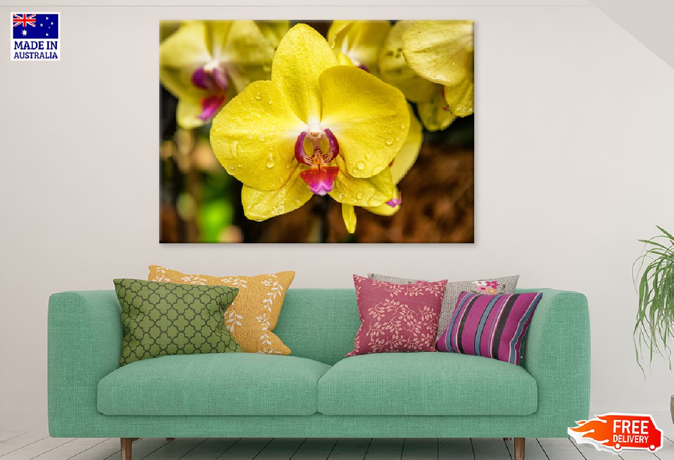 Yellow Orchid Flowers View Photograph Print 100% Australian Made