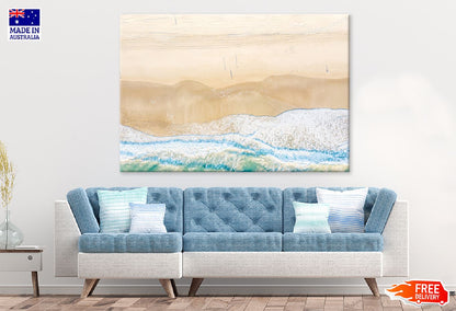 Sea Waves on Sand Seashore Aerial View Print 100% Australian Made