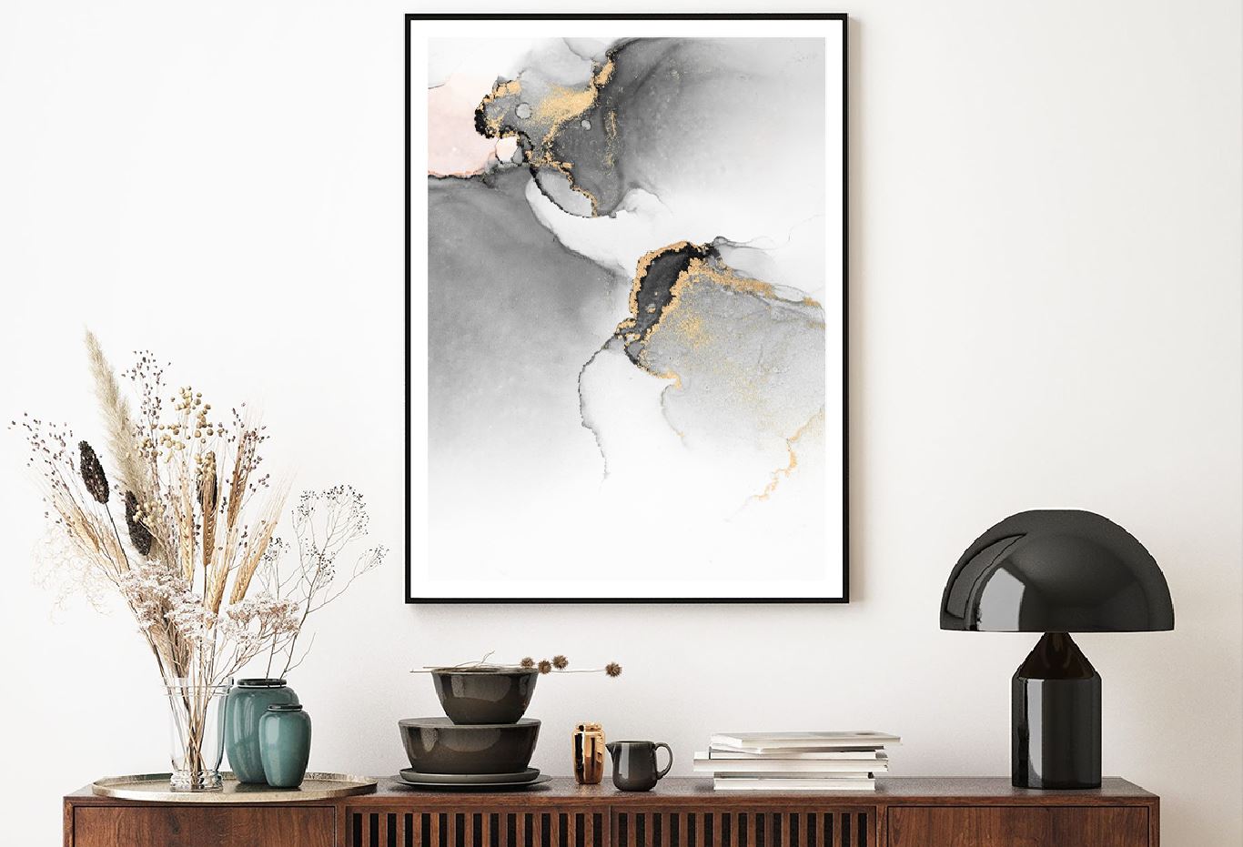 Black Grey & Gold Splash Abstract Design Home Decor Premium Quality Poster Print Choose Your Sizes