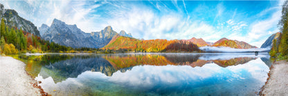 Panoramic Canvas Autumn Almsee Lake View Photograph High Quality 100% Australian Made Wall Canvas Print Ready to Hang