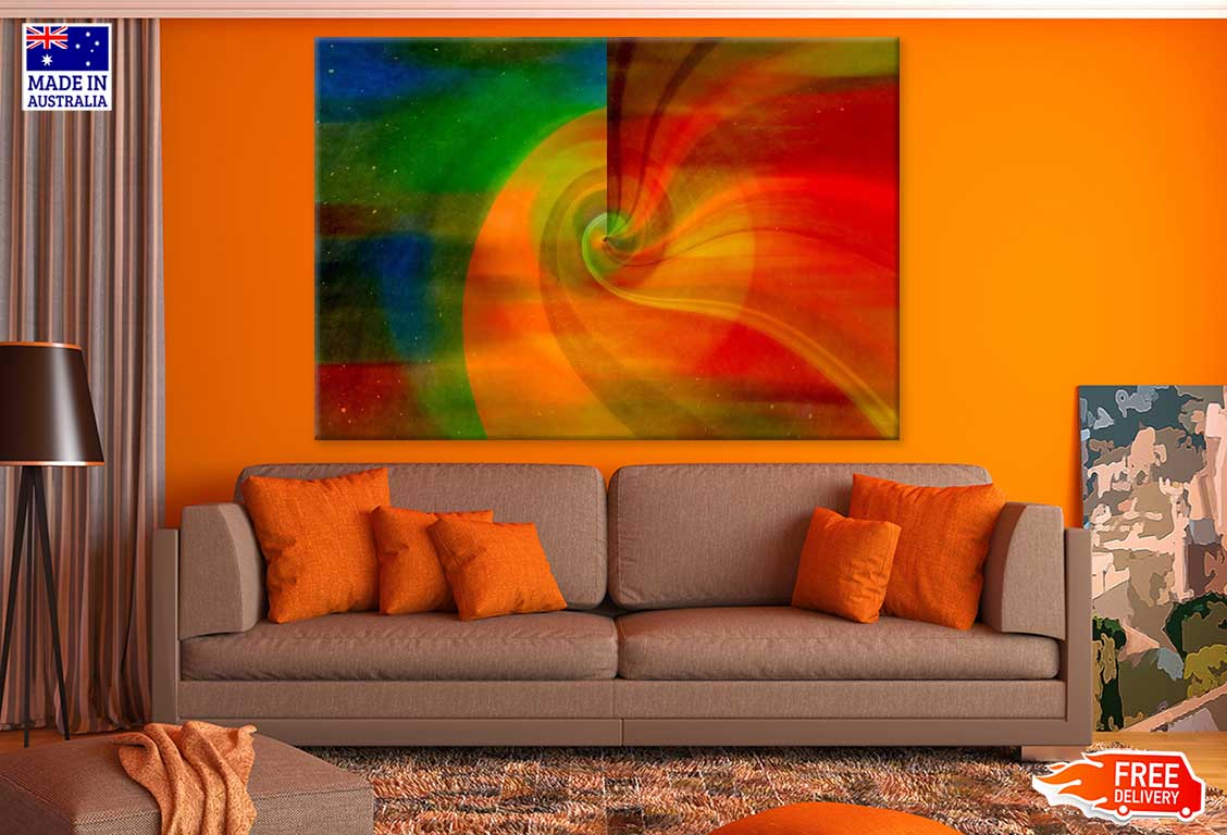 Red Orange & Green Abstract Design Print 100% Australian Made