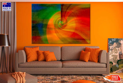 Red Orange & Green Abstract Design Print 100% Australian Made