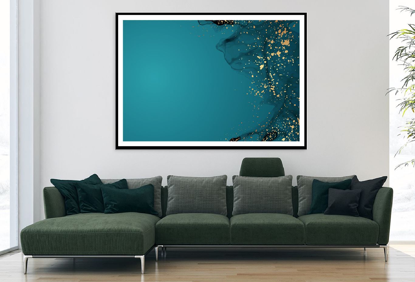 Turquoise Green & Gold Abstract Design Home Decor Premium Quality Poster Print Choose Your Sizes
