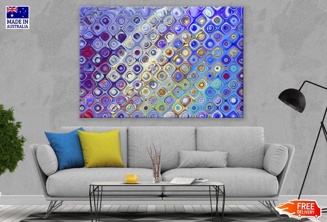 Gold & Blue Pattern Abstract Design Print 100% Australian Made