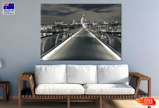 Millennium Bridge Night View B&W Photograph Print 100% Australian Made