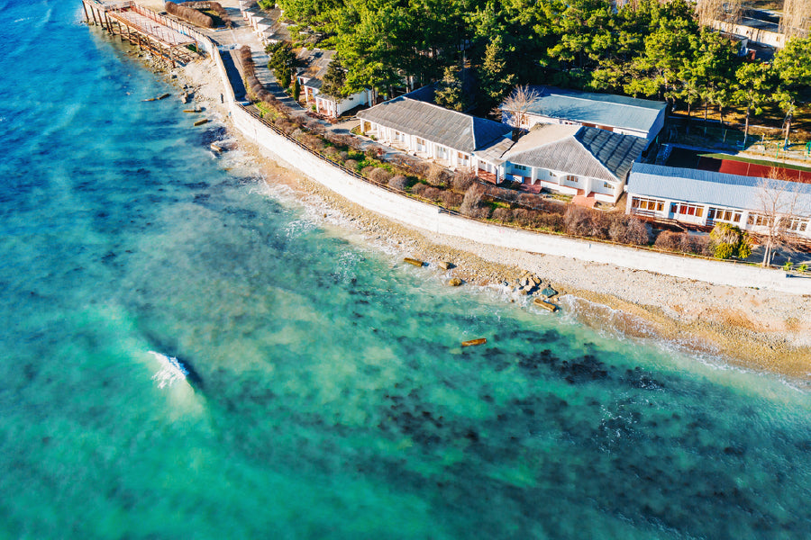 Sea Coastline with Houses Aerial View Photograph Print 100% Australian Made