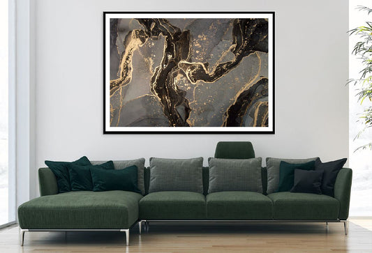 Black Grey & Gold Marble Abstract Design Home Decor Premium Quality Poster Print Choose Your Sizes