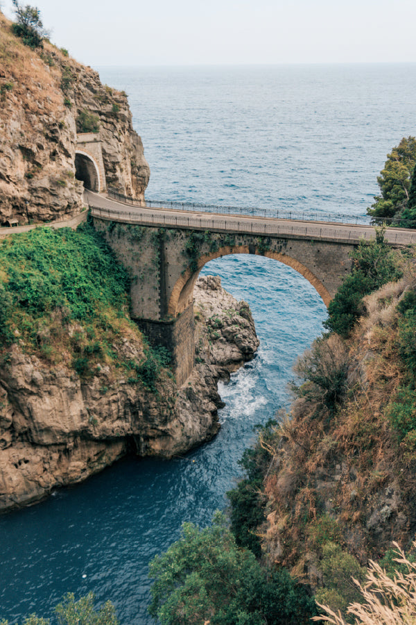 Old Stone Bridge & Sea Photograph in Italy Print 100% Australian Made