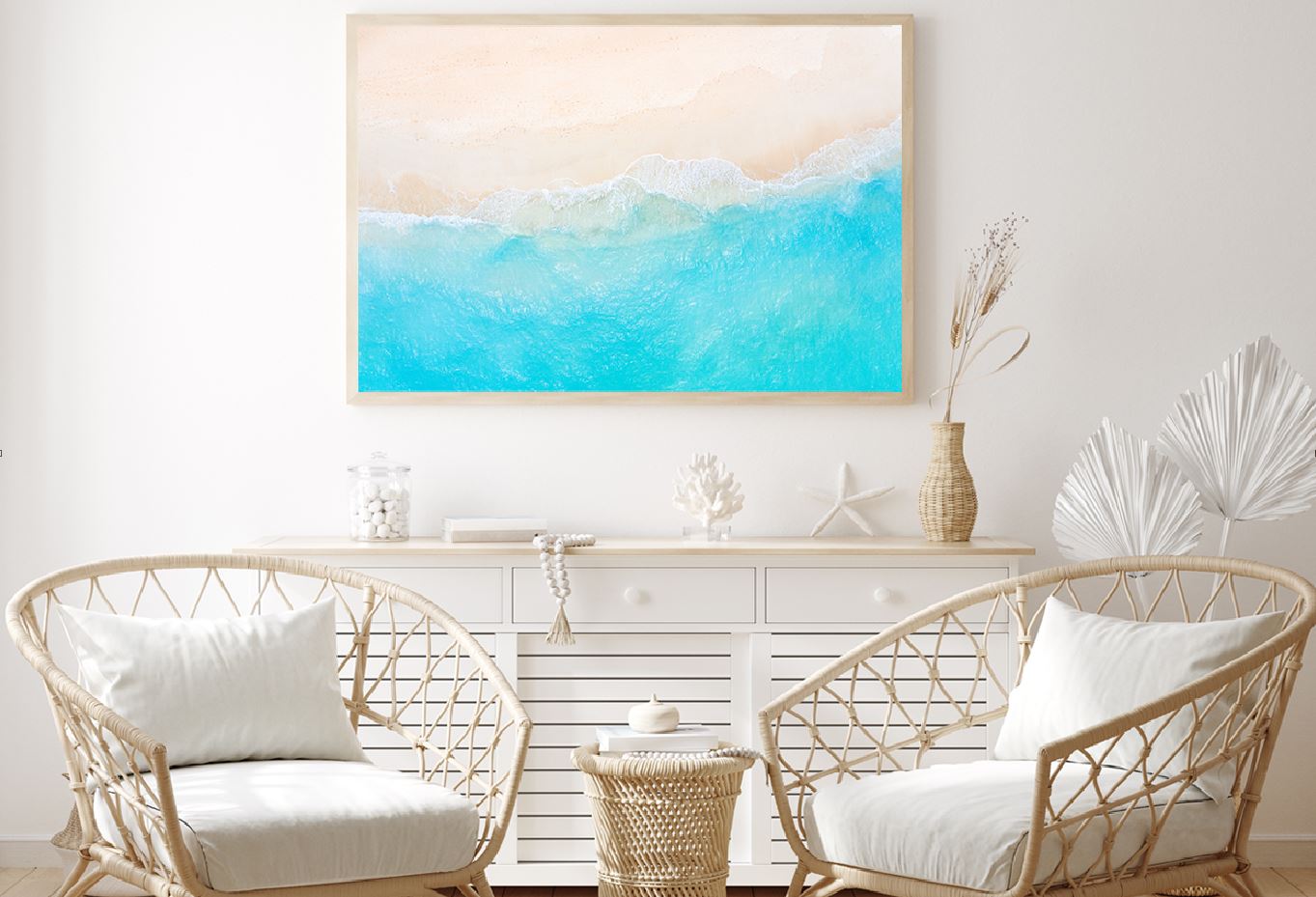 Clear Blue Sea Wave & Sand Aerial View Photograph Home Decor Premium Quality Poster Print Choose Your Sizes