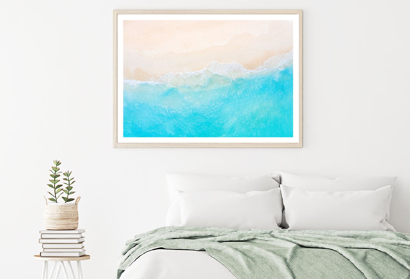Clear Blue Sea Wave & Sand Aerial View Photograph Home Decor Premium Quality Poster Print Choose Your Sizes