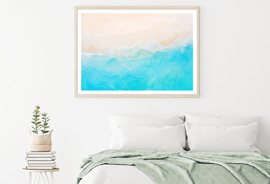 Clear Blue Sea Wave & Sand Aerial View Photograph Home Decor Premium Quality Poster Print Choose Your Sizes