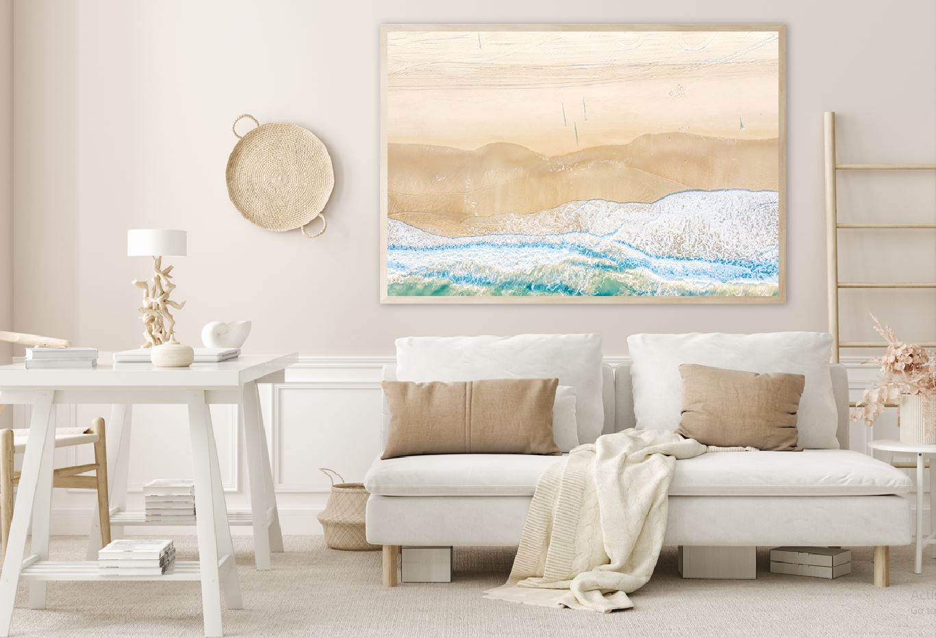 Sea Waves on Sand Seashore Aerial View Photograph Home Decor Premium Quality Poster Print Choose Your Sizes