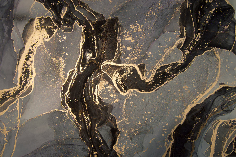 Black Grey & Gold Marble Abstract Design Home Decor Premium Quality Poster Print Choose Your Sizes
