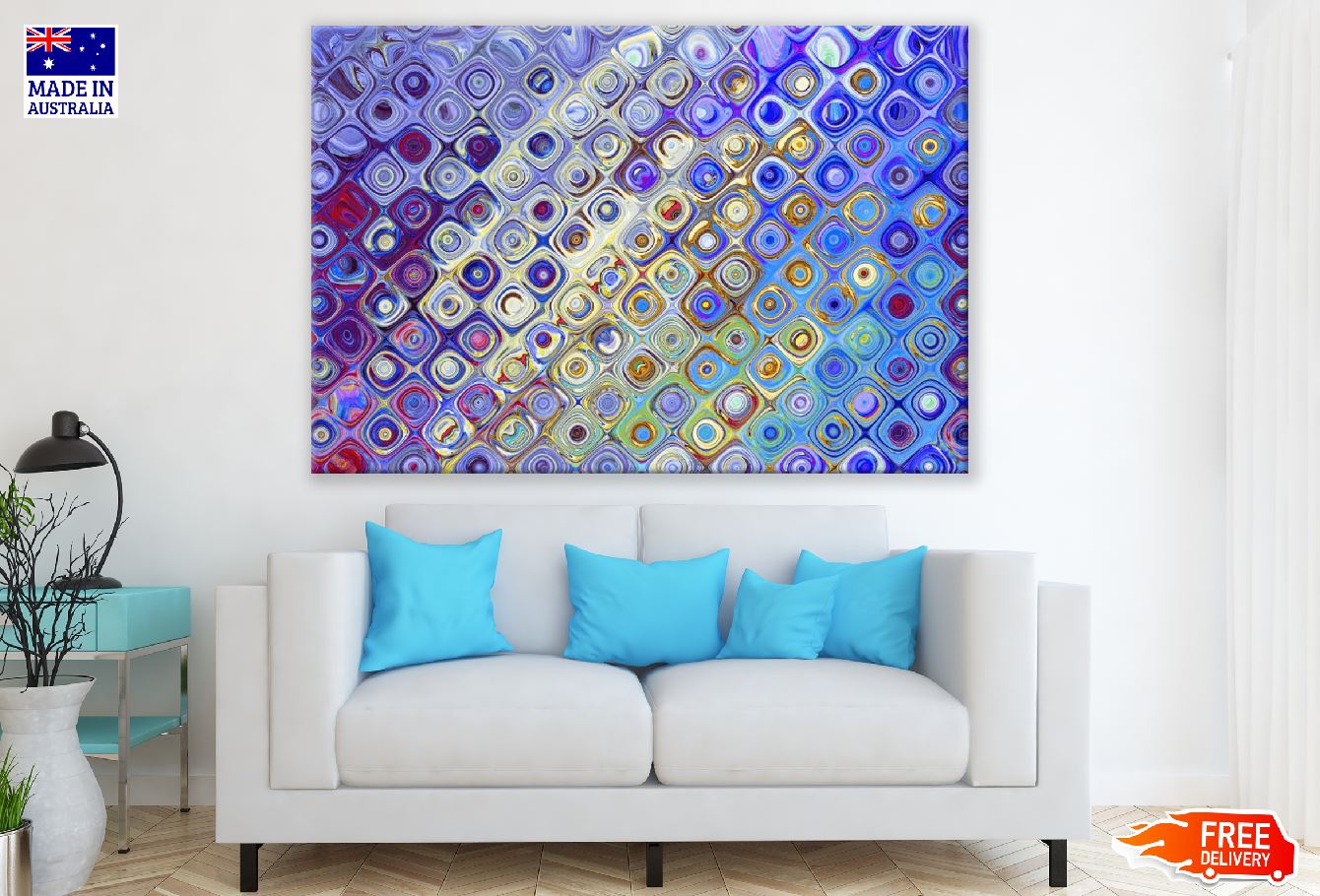 Gold & Blue Pattern Abstract Design Print 100% Australian Made