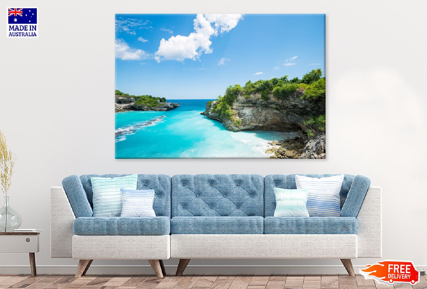 Rocky Blue Lagoon Nusa Beach View Photograph Print 100% Australian Made