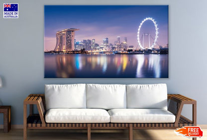 Singapore Skyline at Night. Print 100% Australian Made